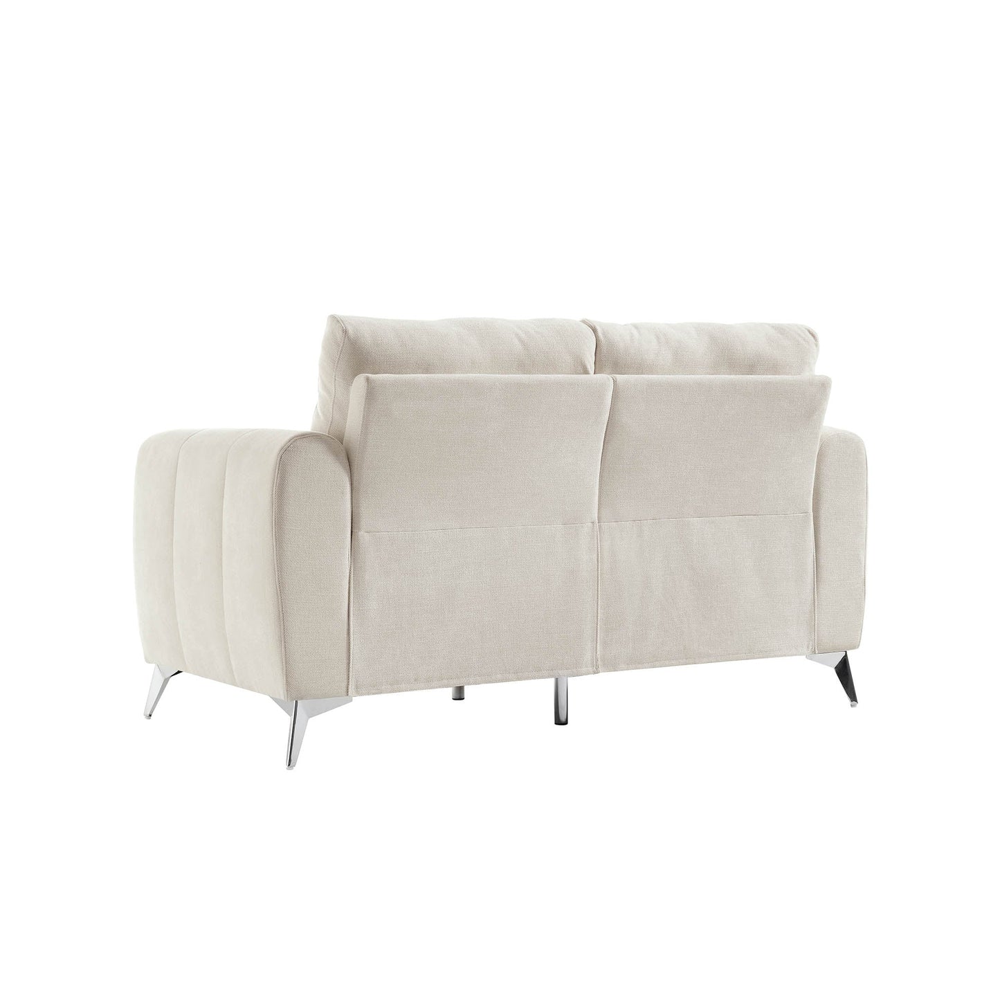Noak 2-Seater Beige Woven Fabric Sofa with Chrome Legs