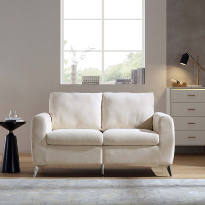 Noak 2-Seater Beige Woven Fabric Sofa with Chrome Legs