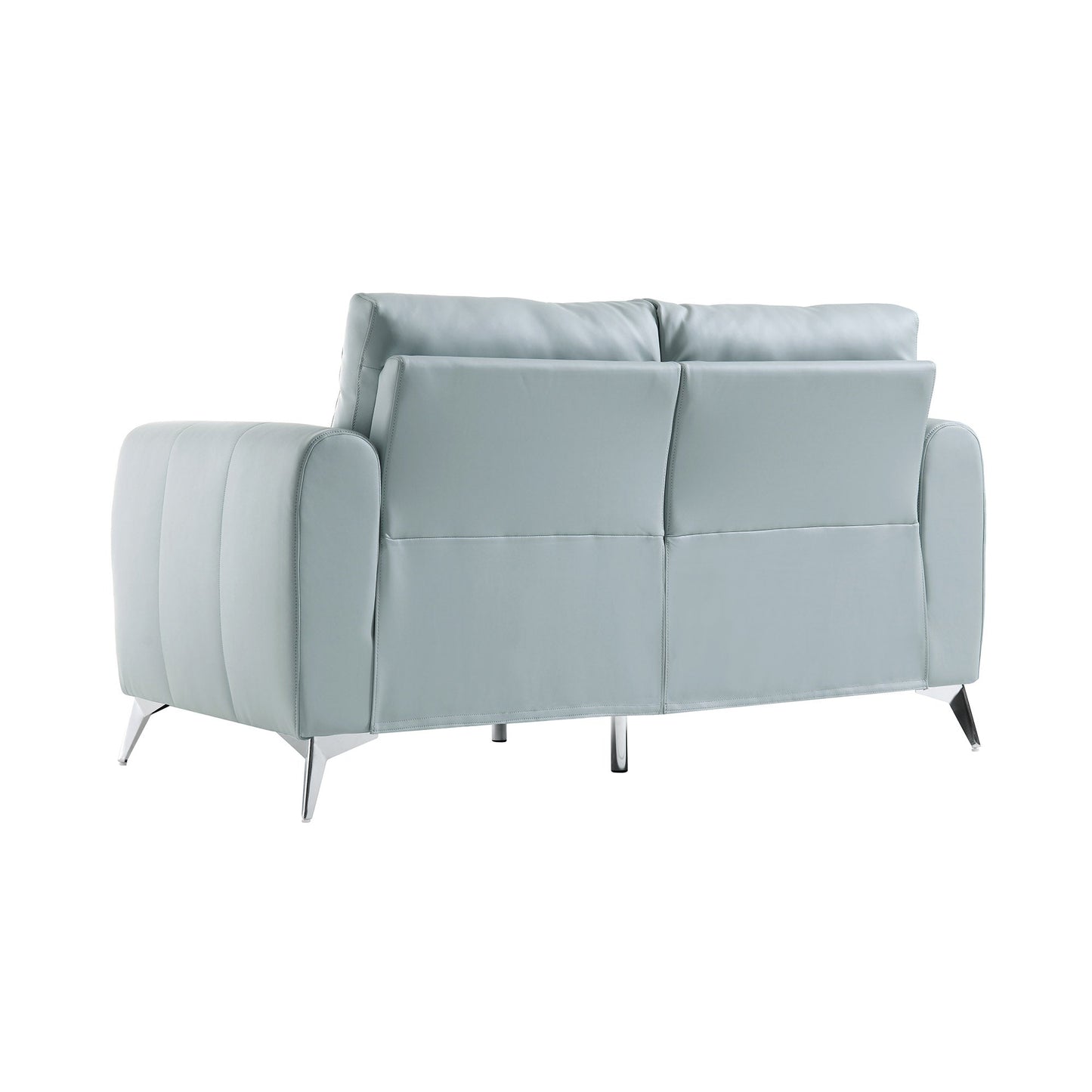 Noak 2-Seater Grey Faux Leather Sofa with Chrome Legs