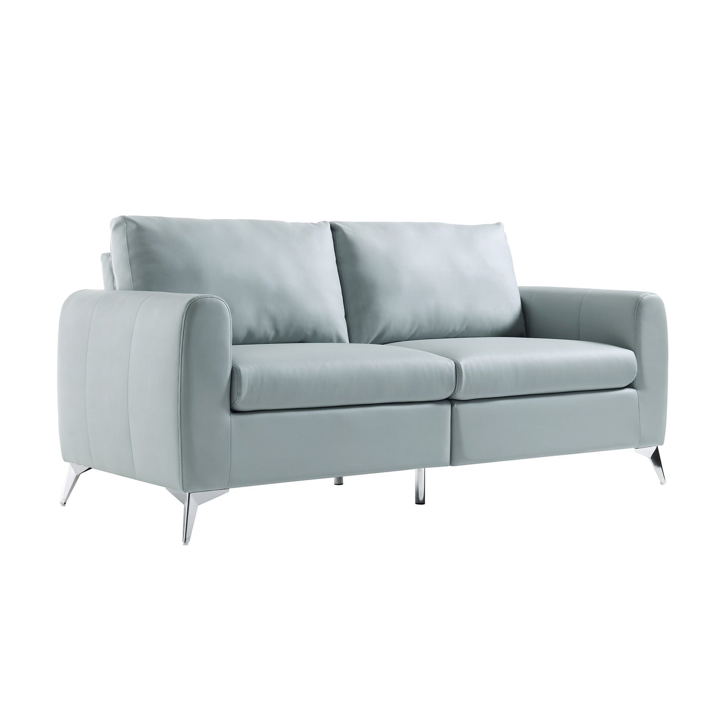 Noak 3-Seater Grey Faux Leather Sofa with Chrome Legs