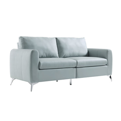 Noak 3-Seater Grey Faux Leather Sofa with Chrome Legs