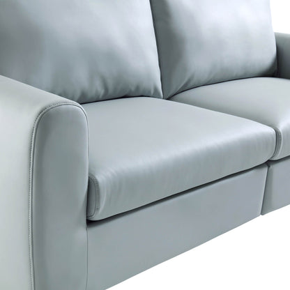 Noak 3-Seater Grey Faux Leather Sofa with Chrome Legs