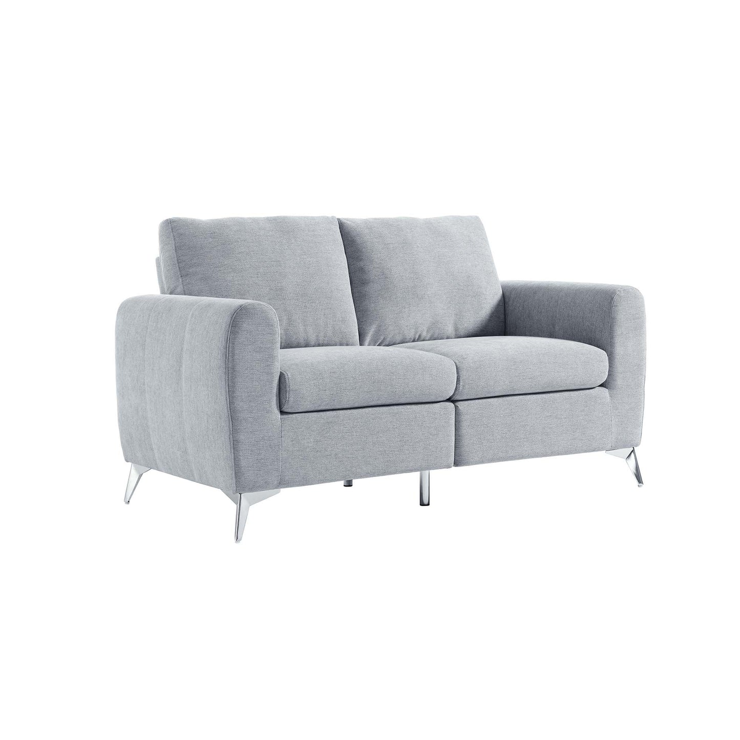 Noak 2-Seater Grey Woven Fabric Sofa with Chrome Legs