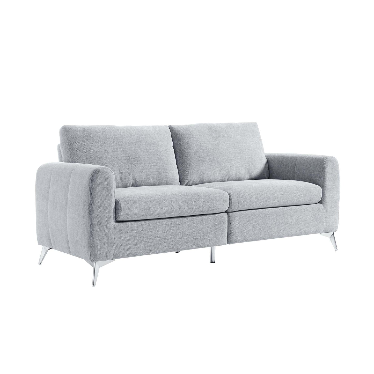 Noak 3-Seater Grey Woven Fabric Sofa with Chrome Legs