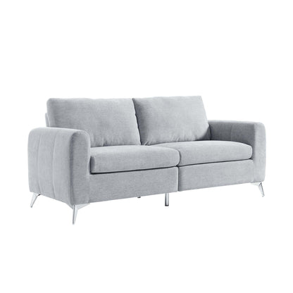 Noak 3-Seater Grey Woven Fabric Sofa with Chrome Legs