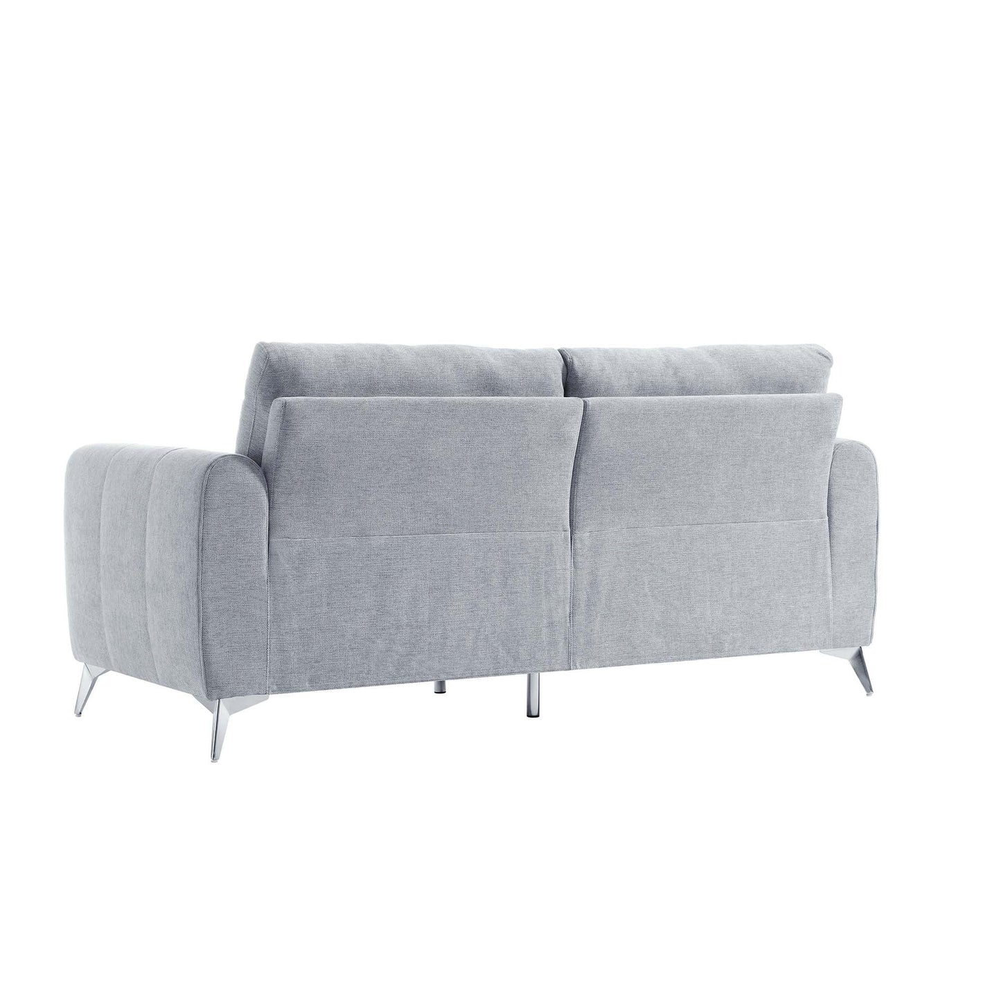 Noak 3-Seater Grey Woven Fabric Sofa with Chrome Legs