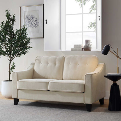 Harper  2-Seater Slope Arm Beige Woven Fabric Sofa