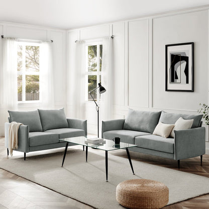 Bari Light Grey Brushed Fabric Sofa