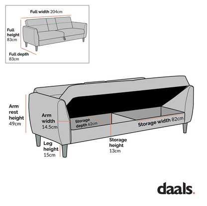 Latimer Grey Faux Leather 3-Seater Storage Sofa Bed