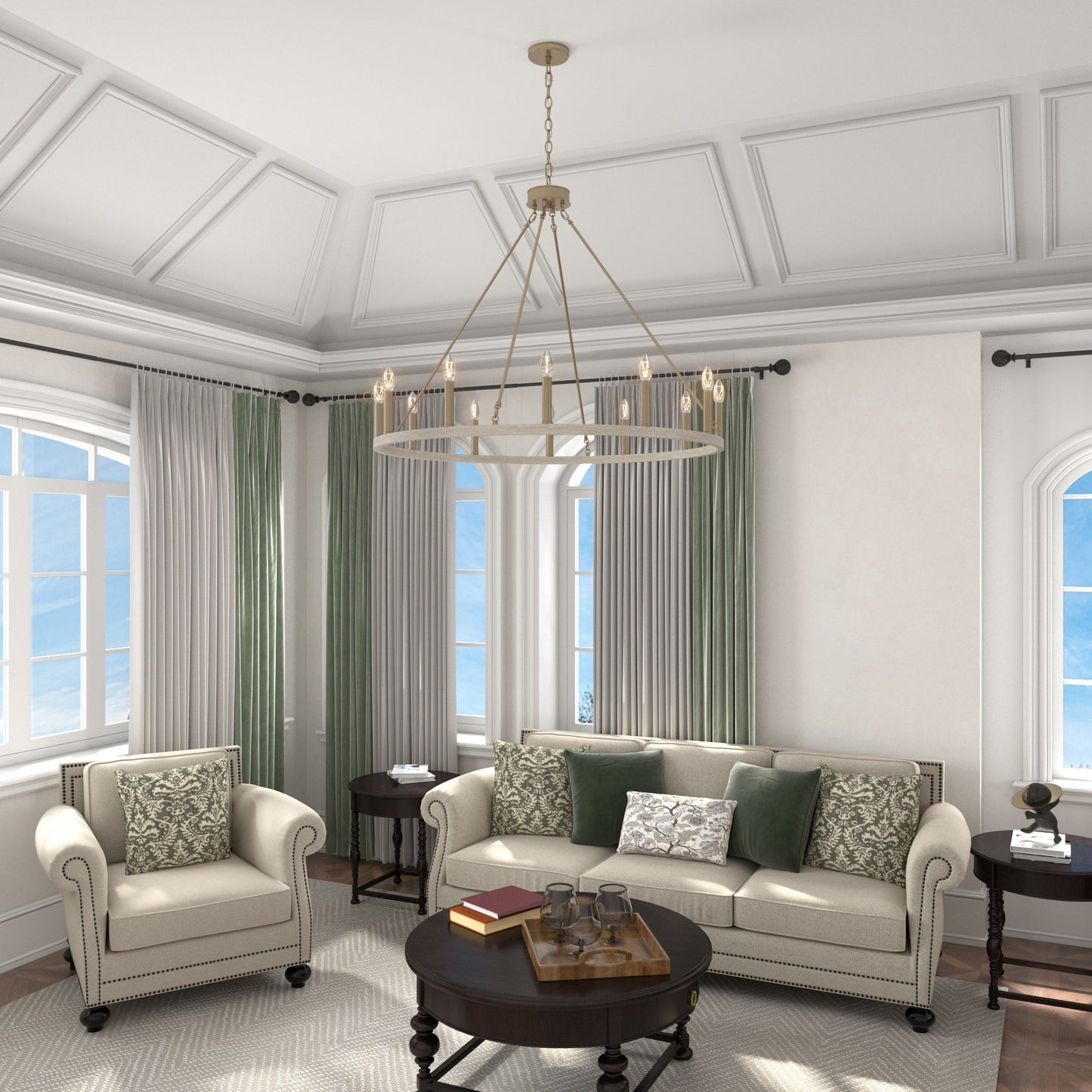 Acroma 12-light Farmhouse 40In Wagon Wheel Chandelier with UL - 40'' D x 138'' H