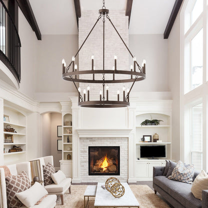 Acroma 20-light Modern Farmhouse 40In Round Wagon Wheel Chandelier with UL