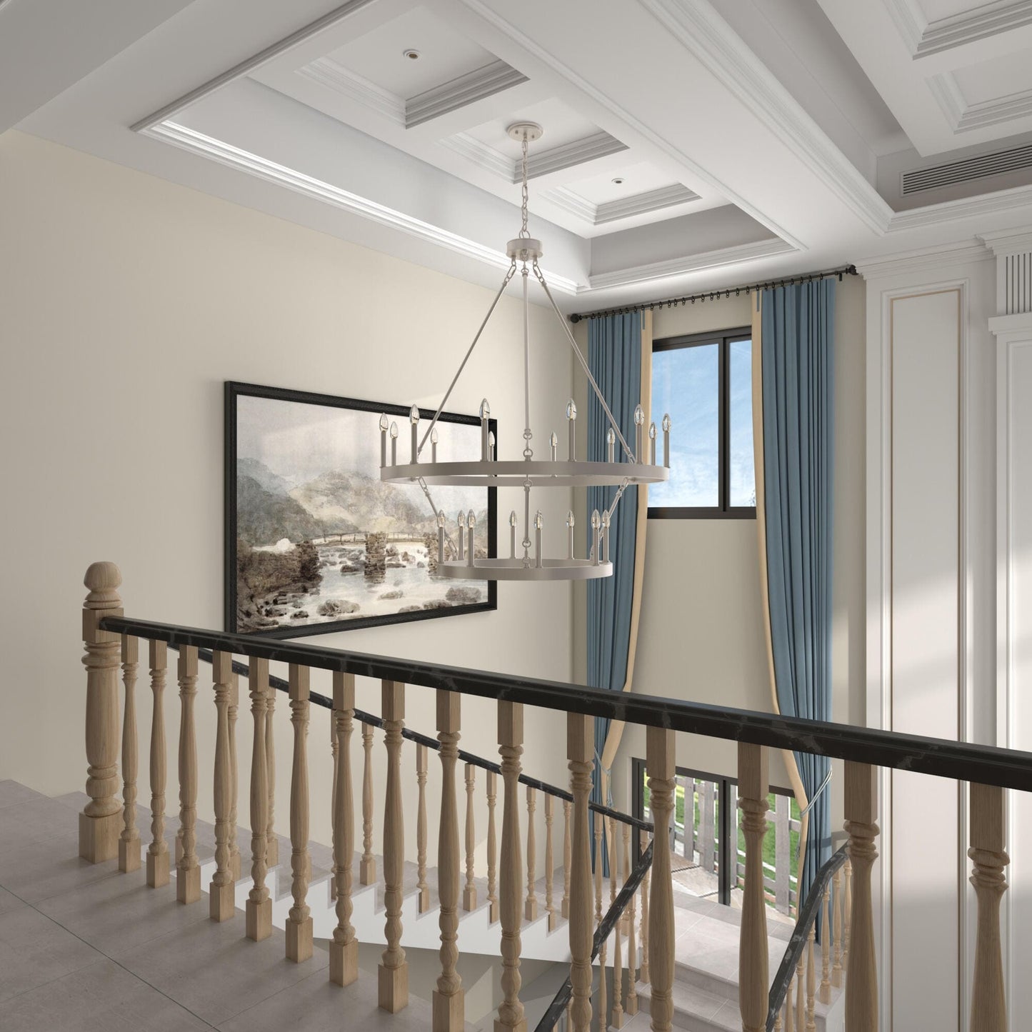 Acroma 20-light Modern Farmhouse 40In Round Wagon Wheel Chandelier with UL