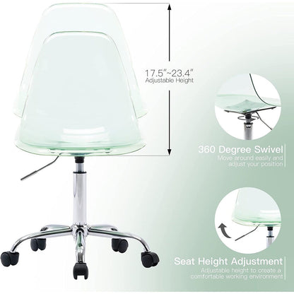 Acrylic Swivel adjustable height Armless Home office Rolling Chair