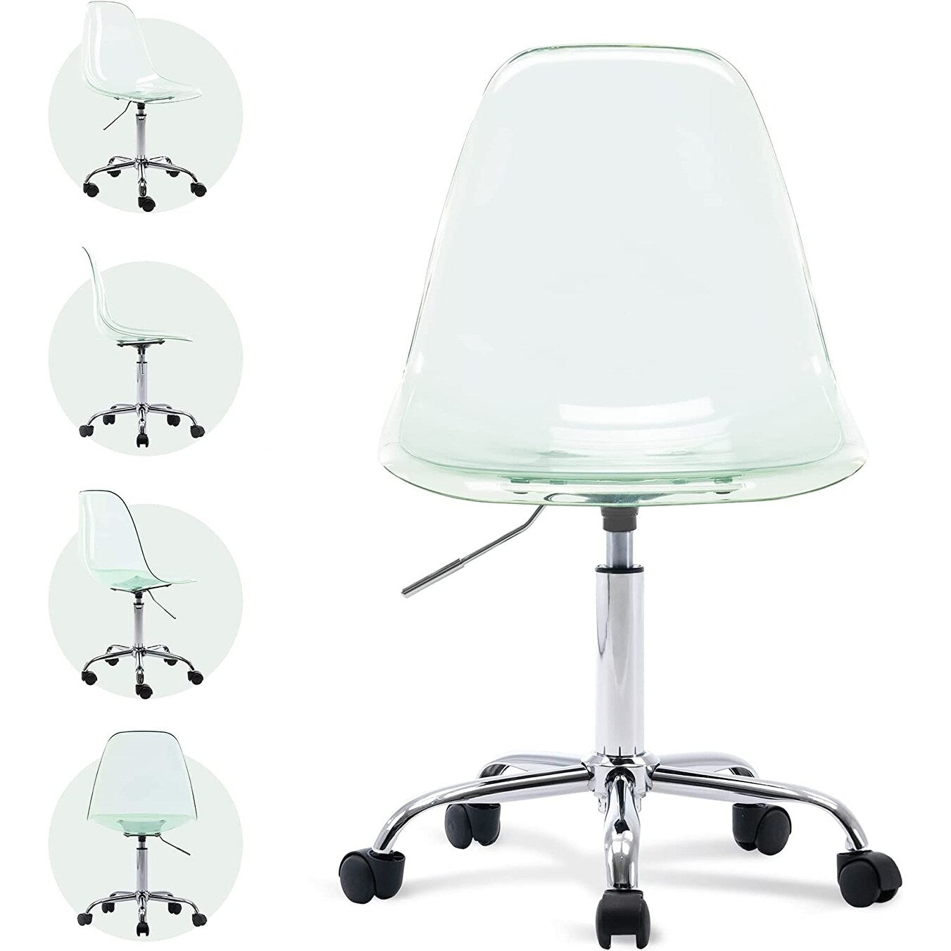 Acrylic Swivel adjustable height Armless Home office Rolling Chair