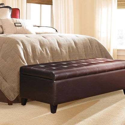 Adeco 50 Bonded Leather Storage Ottoman Bench