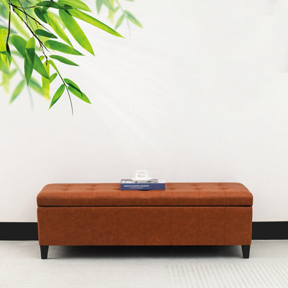 Adeco 50 Bonded Leather Storage Ottoman Bench