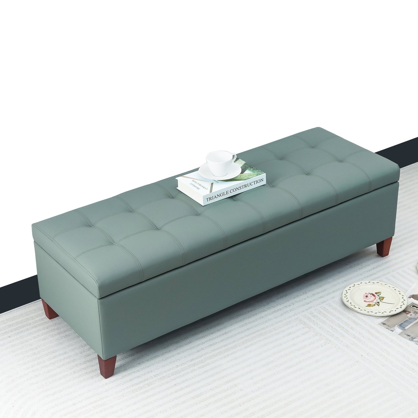 Adeco 50 Bonded Leather Storage Ottoman Bench