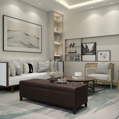 Adeco 50 Bonded Leather Storage Ottoman Bench