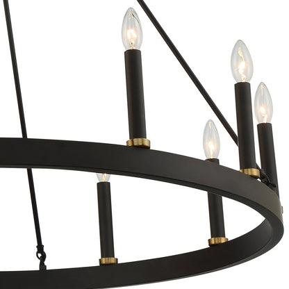 Acroma 12-light Farmhouse 40In Wagon Wheel Chandelier with UL - 40'' D x 138'' H