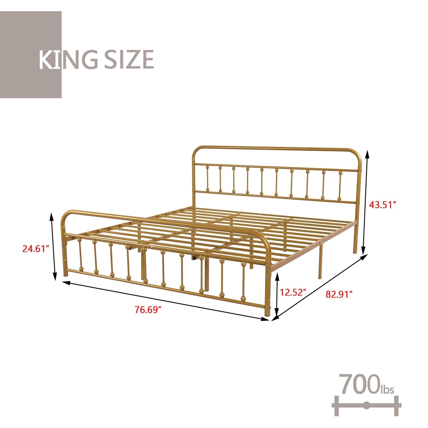 Alazyhome Simple Vintage Metal Platform Bed Frame, Easy-Assembly