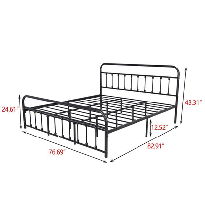 Alazyhome Simple Vintage Metal Platform Bed Frame, Easy-Assembly