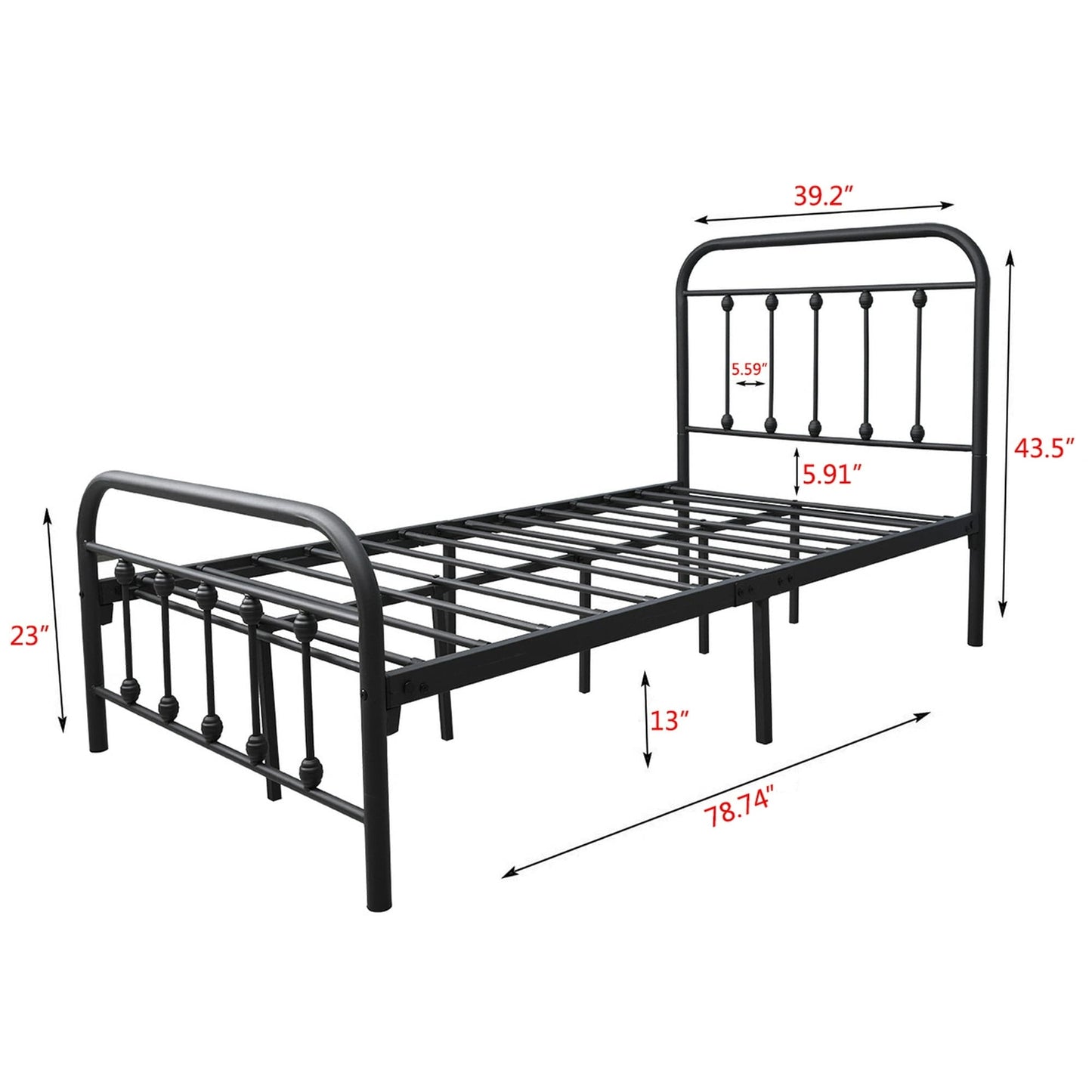 Alazyhome Simple Vintage Metal Platform Bed Frame, Easy-Assembly