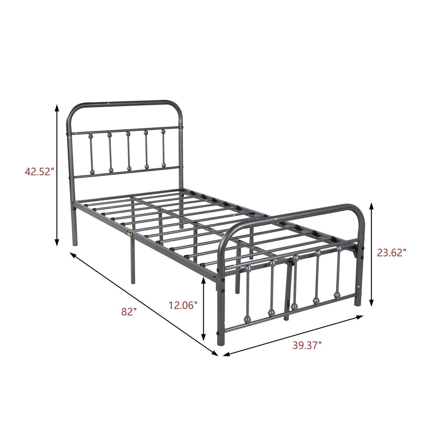 Alazyhome Simple Vintage Metal Platform Bed Frame, Easy-Assembly