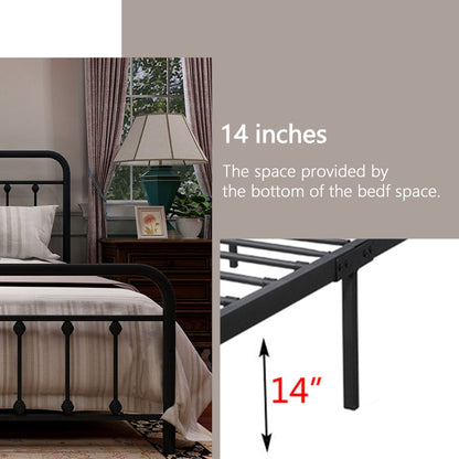 Alazyhome Simple Vintage Metal Platform Bed Frame, Easy-Assembly
