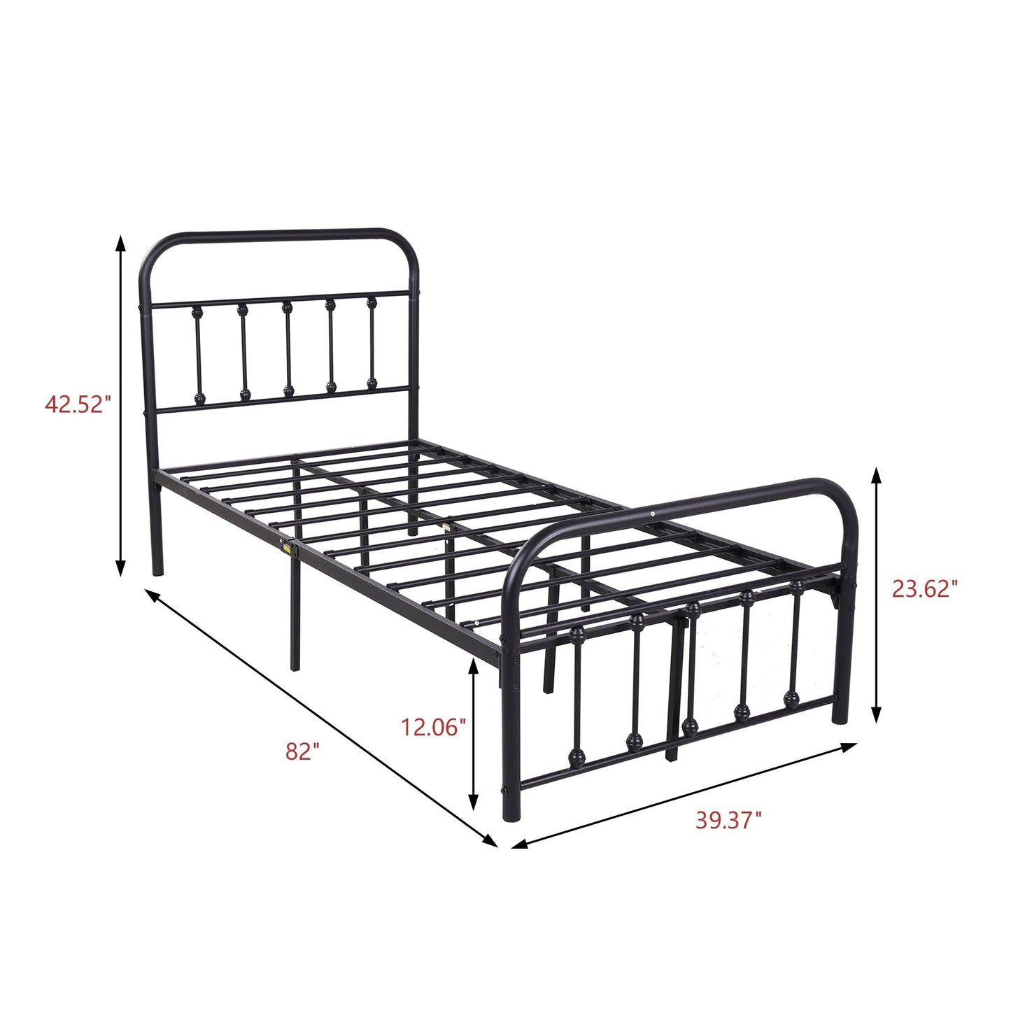 Alazyhome Simple Vintage Metal Platform Bed Frame, Easy-Assembly