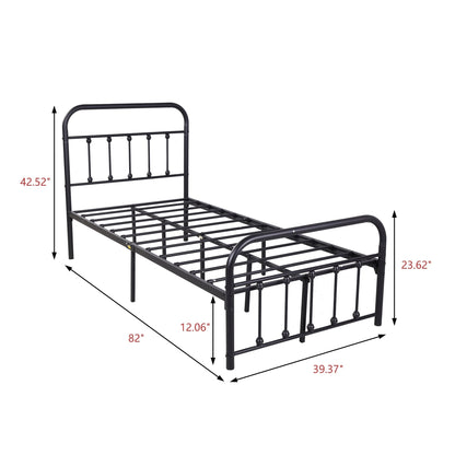 Alazyhome Simple Vintage Metal Platform Bed Frame, Easy-Assembly