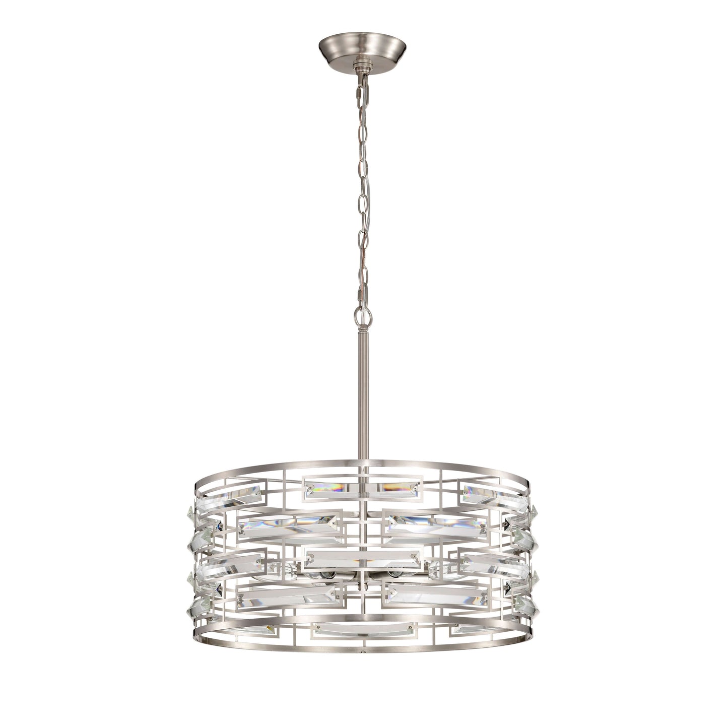Anita Drum Shade Chandelier with Clear Glass Prism