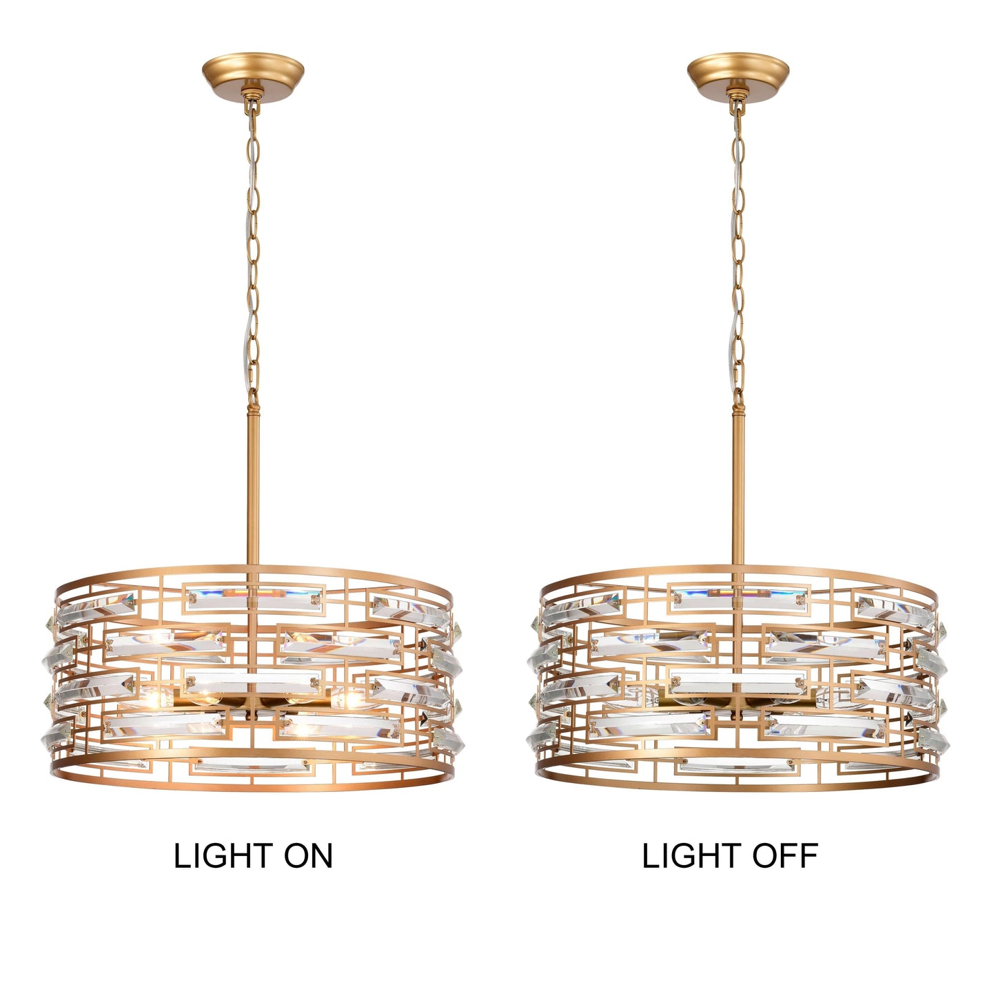 Anita Drum Shade Chandelier with Clear Glass Prism