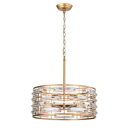Anita Drum Shade Chandelier with Clear Glass Prism