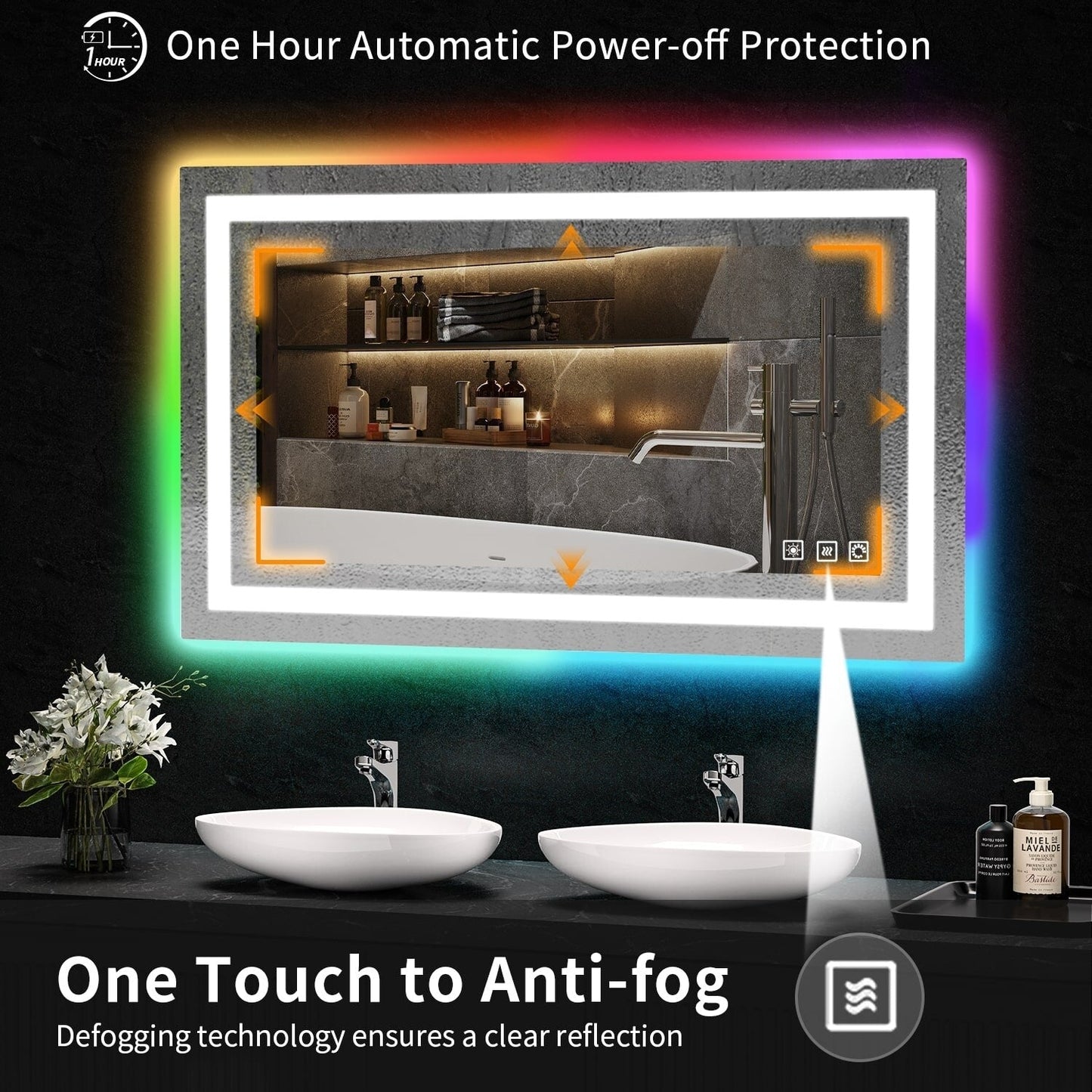 Anti-Fog RGB Backlit & LED Frontlit Bathroom Mirror