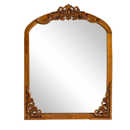 Arched Full-Length Solid Wood Carving Floor Mirror