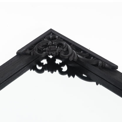 Arched Full-Length Solid Wood Carving Floor Mirror