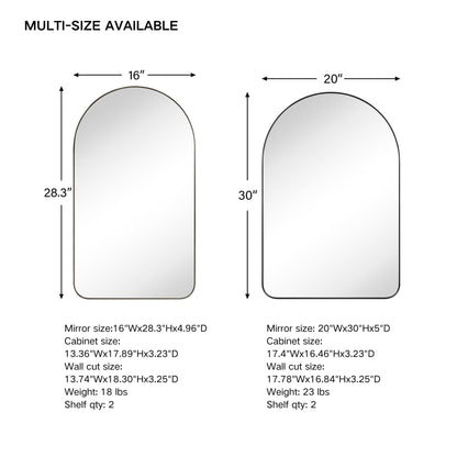 TEHOME Aristes Recessed Framed Medicine Cabinet with Mirror and Adjustable Shelves