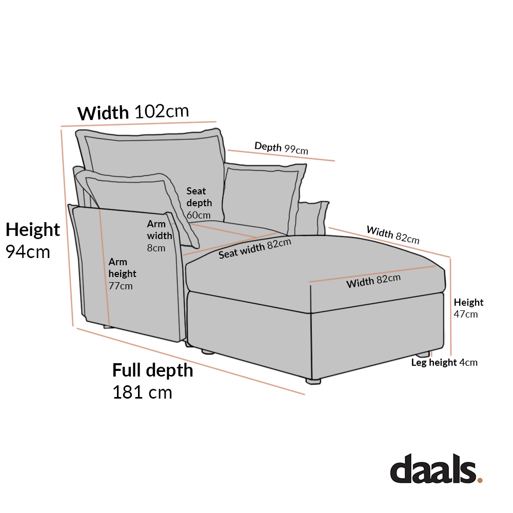 Byron Pillow Edge Moss Green Velvet Modular Sofa, 1-Seater Chaise