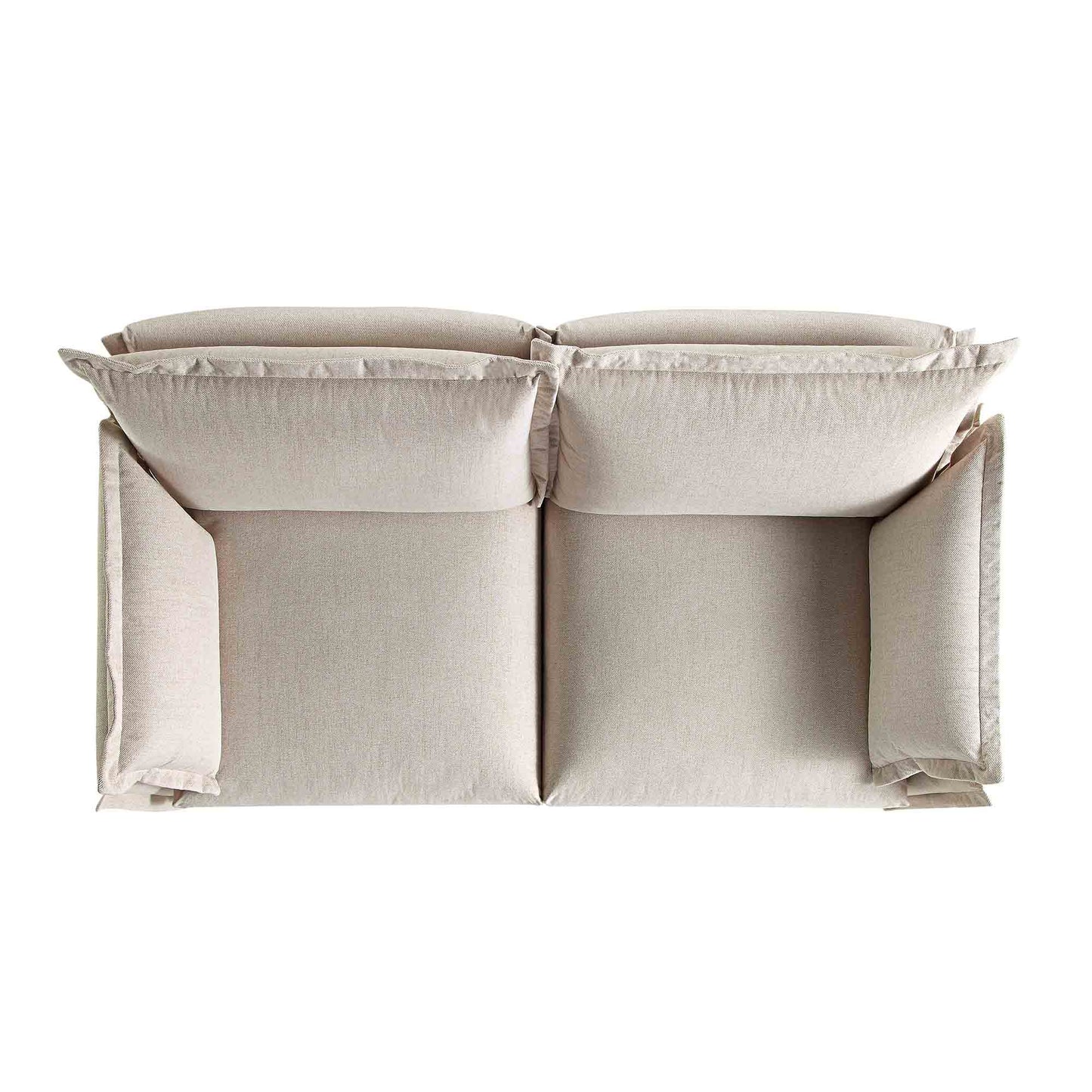 Byron Pillow Edge Beige Fabric Modular Sofa, 2-Seater
