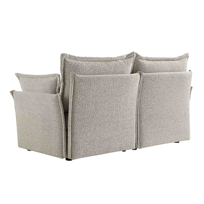 Byron Pillow Edge Mist Grey Boucle Modular Sofa, 2-Seater