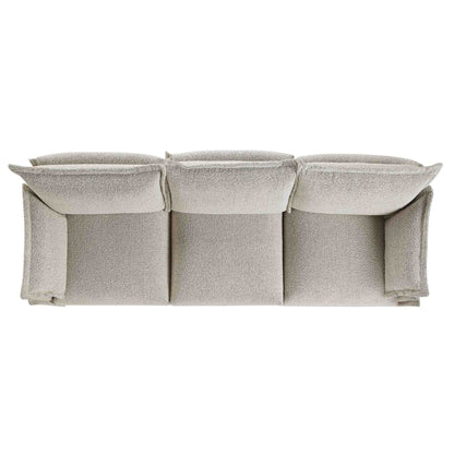 Byron Pillow Edge Mist Grey Boucle Modular Sofa, 3-Seater