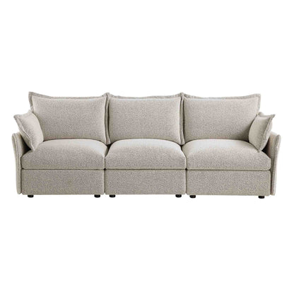 Byron Pillow Edge Mist Grey Boucle Modular Sofa, 3-Seater