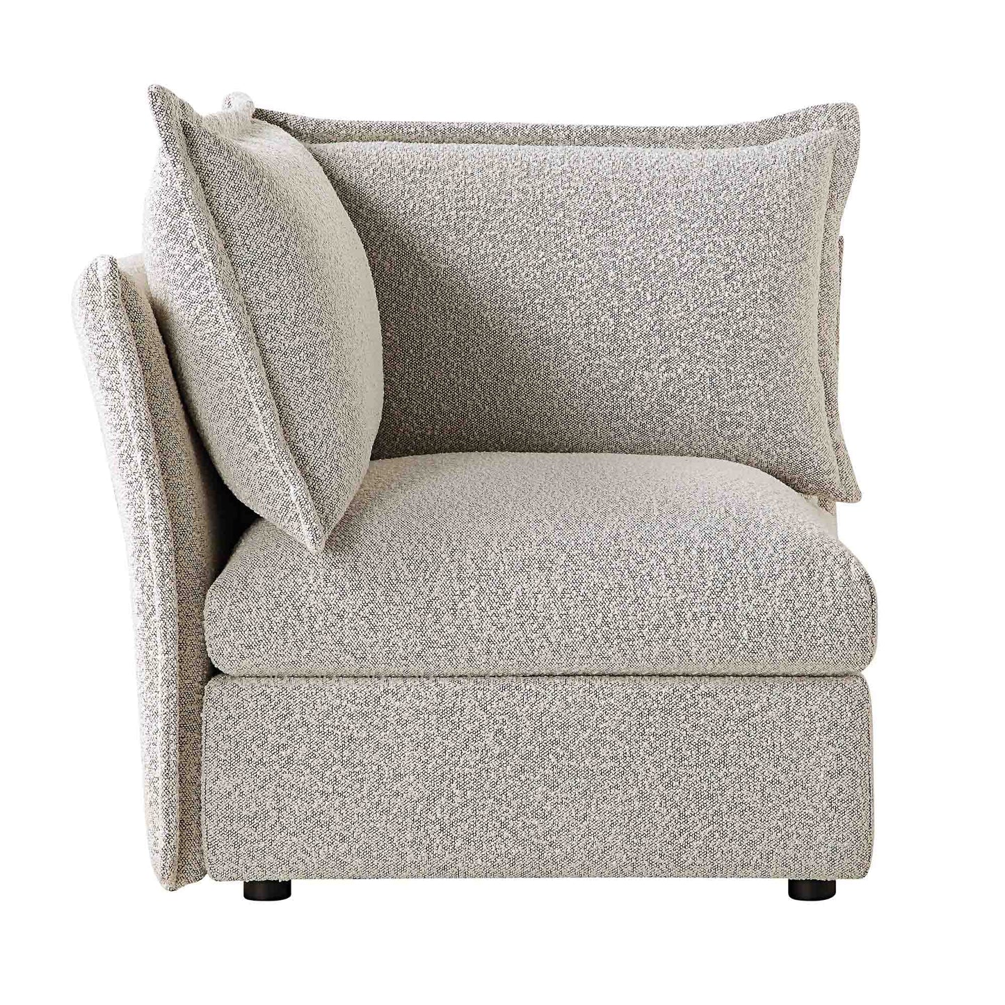 Byron Pillow Edge Mist Grey Boucle Modular Sofa, 1-Seater Corner