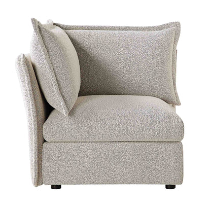 Byron Pillow Edge Mist Grey Boucle Modular Sofa, 1-Seater Corner