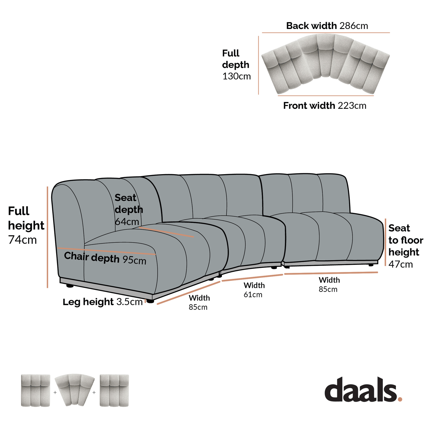 Granvia Taupe Boucle Modular Sofa, 3-Seater Corner Sofa