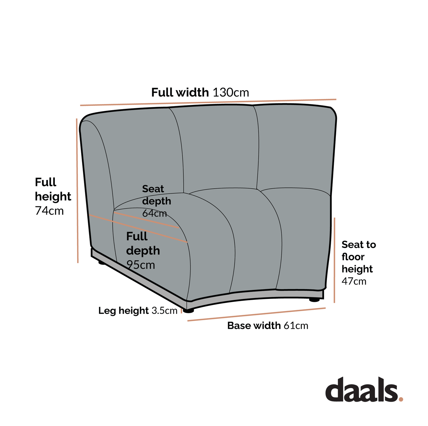 Granvia Taupe Boucle Modular Sofa, 1-Seater Curved Sofa