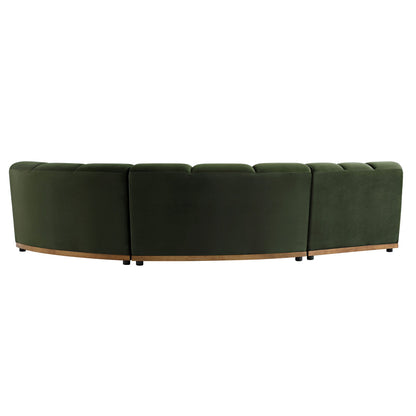 Granvia Moss Green Velvet Modular Sofa, 3-Seater L-Shaped Sofa