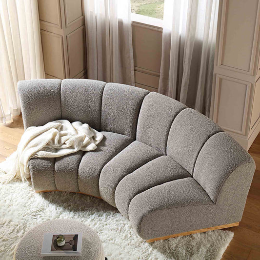 Granvia Taupe Boucle Modular Sofa, 2-Seater Curved Sofa