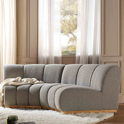 Granvia Taupe Boucle Modular Sofa, 2-Seater Curved Sofa