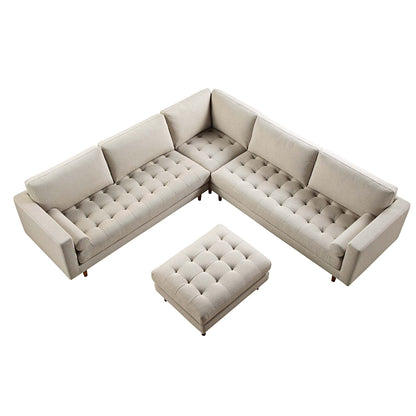Henrietta 5+Seater Corner Sofa, Beige Woven Fabric